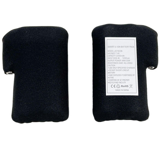 Tissu noir enveloppé 18650 li ion batterie 2S1P 7.4V 2000mAh 2200mAh 2600mAh 3500mAh batteries pour gants chauffants