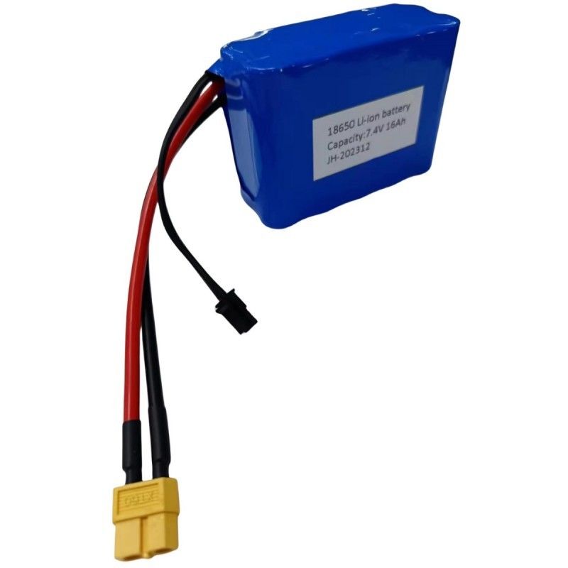 Batterie personnalisée 7.4V 16Ah 2S5P 18650 Cellule 3200mAh BMS 25A Avec prise de charge MX3.0