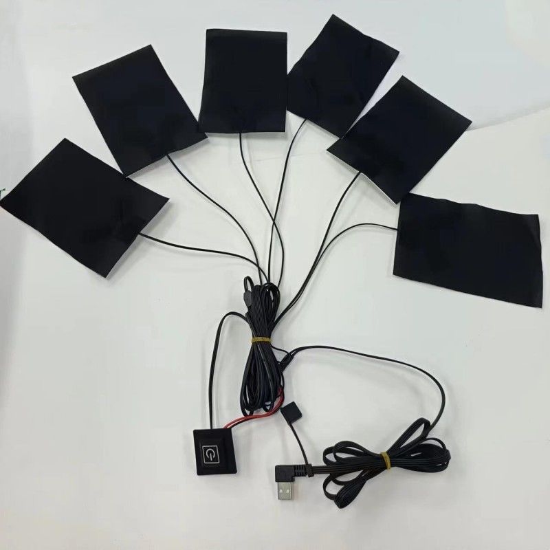 Pad chauffant personnalisé 6 en 1 pour les vêtements Chaque 10 x 15 cm Noir 5V USB avec commutateur