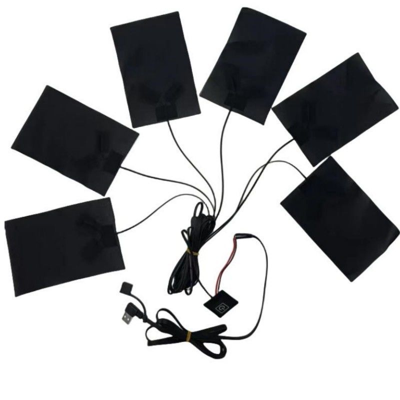 Pad chauffant personnalisé 6 en 1 pour les vêtements Chaque 10 x 15 cm Noir 5V USB avec commutateur