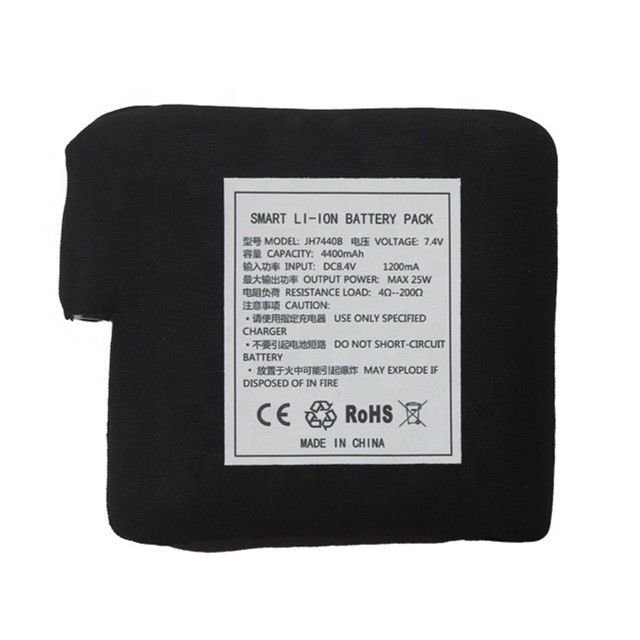 Batterie enveloppée en tissu noir 7.4V 4400mAh 5200mAh 6400mAh 7000mAh Batterie pour gilet chauffant