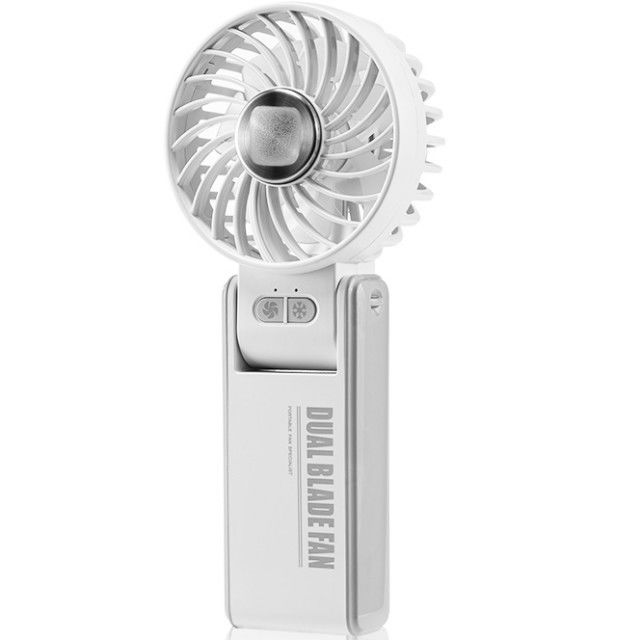 Mini ventilateur personnalisé à double lame à double moteur à 180 degrés ventilateur pliable à main avec réfrigération en porcelaine de glace super conductrice