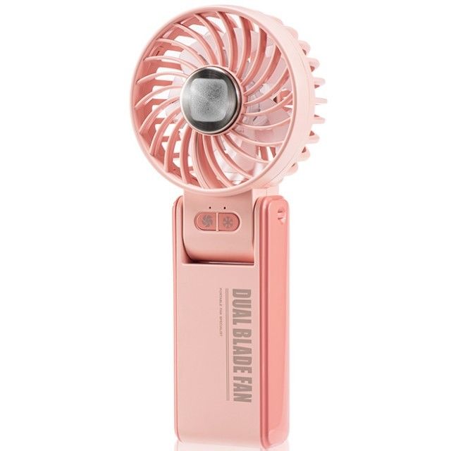 Mini ventilateur personnalisé à double lame à double moteur à 180 degrés ventilateur pliable à main avec réfrigération en porcelaine de glace super conductrice