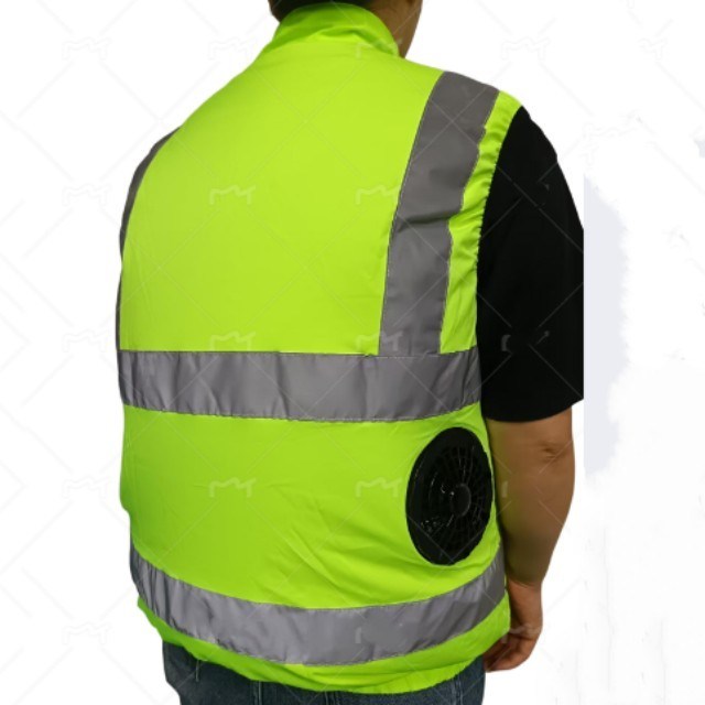 Veste de sécurité verte avec ventilateur de refroidissement Veste réfléchissante Hi Vis et ventilateurs pour les travailleurs de la sécurité routière