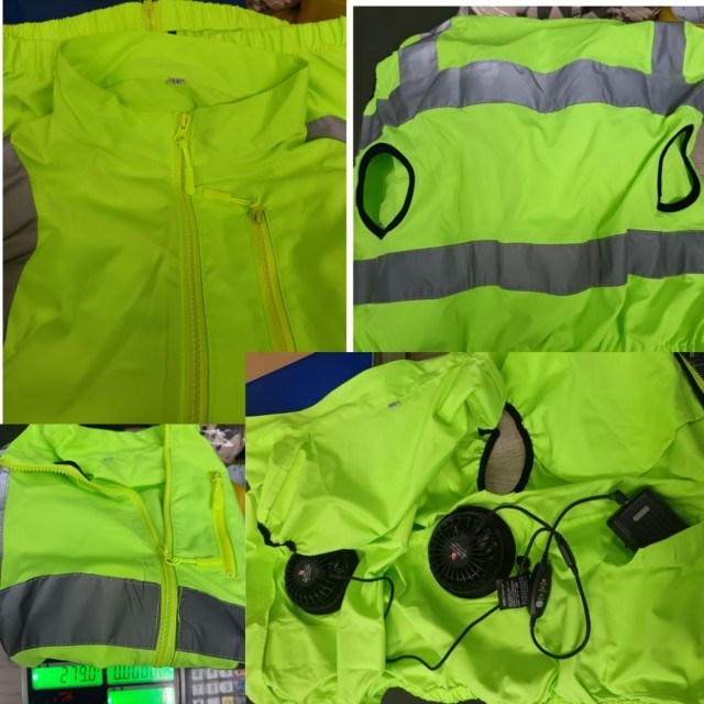 Veste de sécurité verte avec ventilateur de refroidissement Veste réfléchissante Hi Vis et ventilateurs pour les travailleurs de la sécurité routière