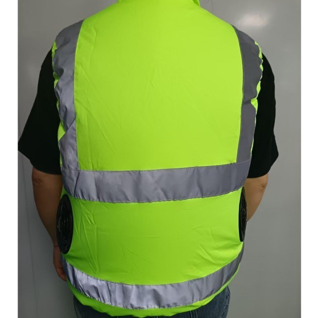 Veste de sécurité verte avec ventilateur de refroidissement Veste réfléchissante Hi Vis et ventilateurs pour les travailleurs de la sécurité routière