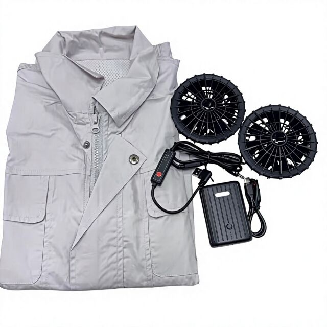 Veste de ventilateur pour vêtements de travail d'été, 100 % coton, veste à manches longues, ventilateur avec batterie externe 10000mAh pour soudeur